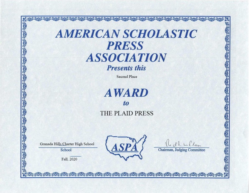 Congrats to the Plaid Press&nbsp;staff