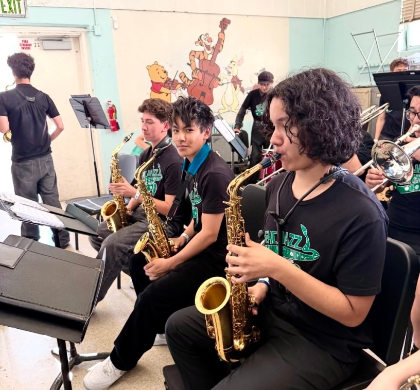 JAZZ BAND: Trumpet players perform at Jazz Fest. Photo Courtesy of Jazz Ensemble.